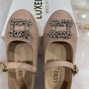 Luxelim toddler Mary Jane dress shoes nude/beige color